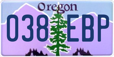 OR license plate 038EBP