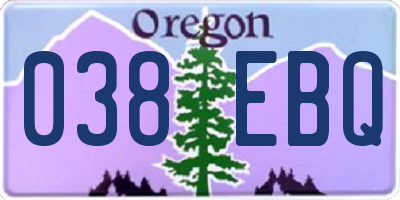 OR license plate 038EBQ
