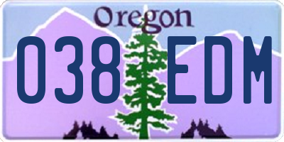 OR license plate 038EDM
