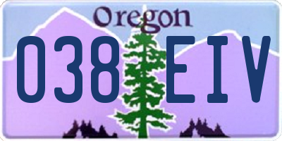 OR license plate 038EIV