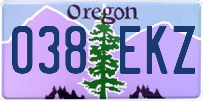 OR license plate 038EKZ