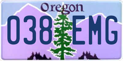 OR license plate 038EMG