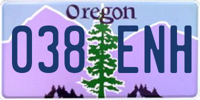 OR license plate 038ENH