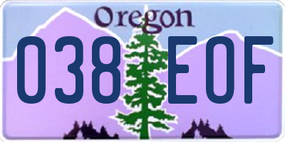 OR license plate 038EOF