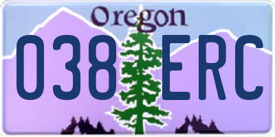 OR license plate 038ERC