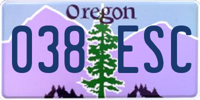 OR license plate 038ESC