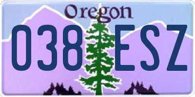 OR license plate 038ESZ
