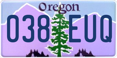 OR license plate 038EUQ