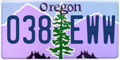 OR license plate 038EWW