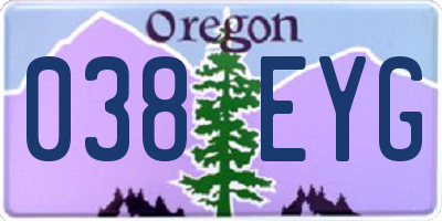 OR license plate 038EYG