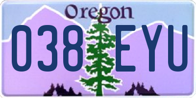 OR license plate 038EYU