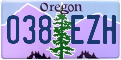 OR license plate 038EZH
