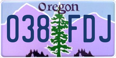 OR license plate 038FDJ