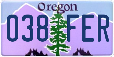 OR license plate 038FER