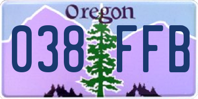 OR license plate 038FFB