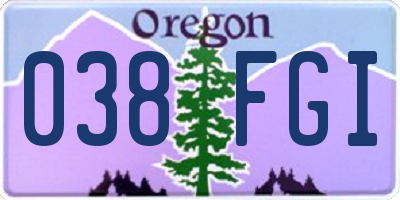 OR license plate 038FGI