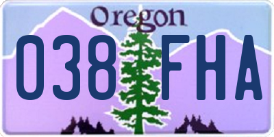 OR license plate 038FHA