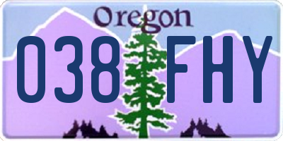 OR license plate 038FHY