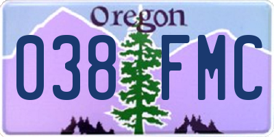 OR license plate 038FMC