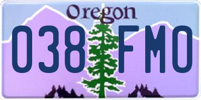 OR license plate 038FMO