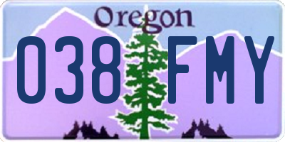 OR license plate 038FMY