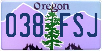 OR license plate 038FSJ