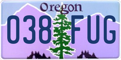 OR license plate 038FUG