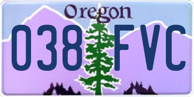 OR license plate 038FVC