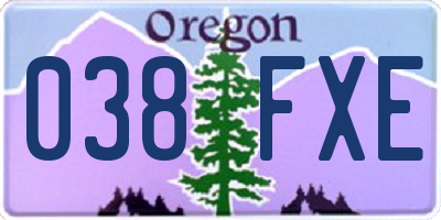 OR license plate 038FXE