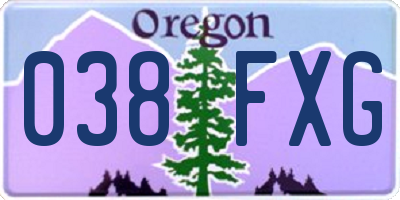 OR license plate 038FXG