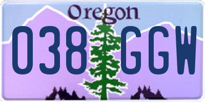 OR license plate 038GGW