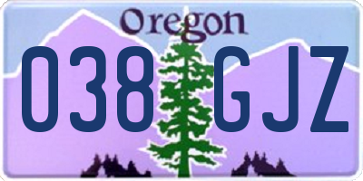 OR license plate 038GJZ