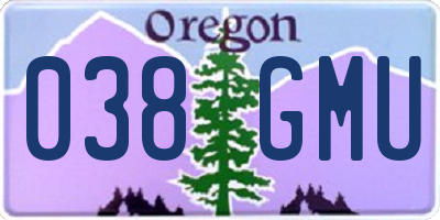 OR license plate 038GMU