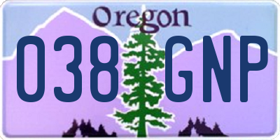 OR license plate 038GNP