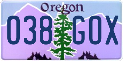 OR license plate 038GOX