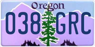 OR license plate 038GRC