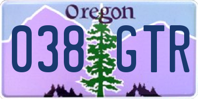 OR license plate 038GTR