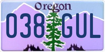 OR license plate 038GUL