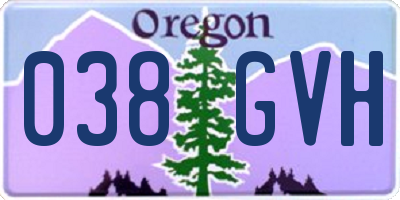 OR license plate 038GVH