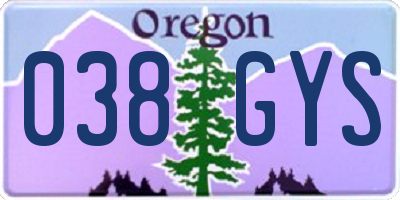 OR license plate 038GYS