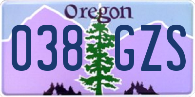 OR license plate 038GZS