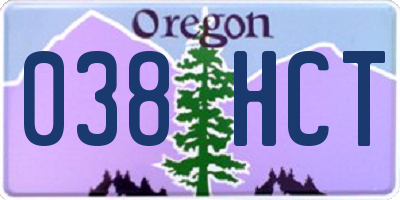 OR license plate 038HCT