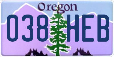 OR license plate 038HEB