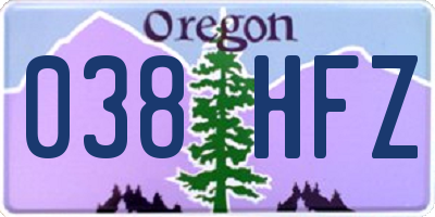 OR license plate 038HFZ
