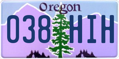 OR license plate 038HIH
