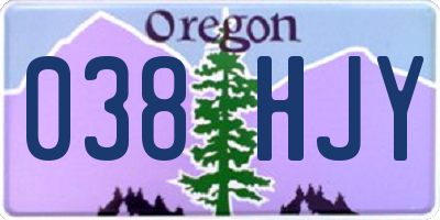 OR license plate 038HJY