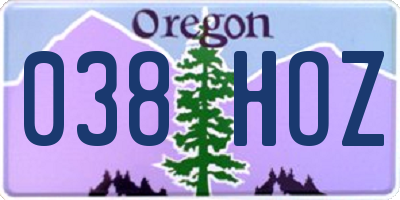 OR license plate 038HOZ