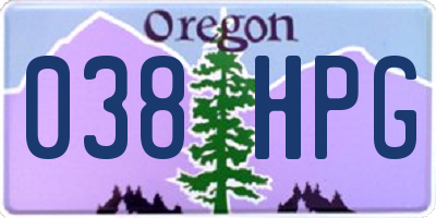 OR license plate 038HPG