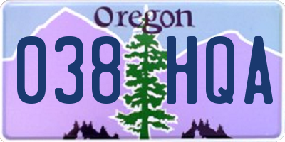 OR license plate 038HQA
