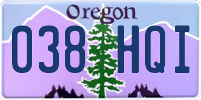 OR license plate 038HQI